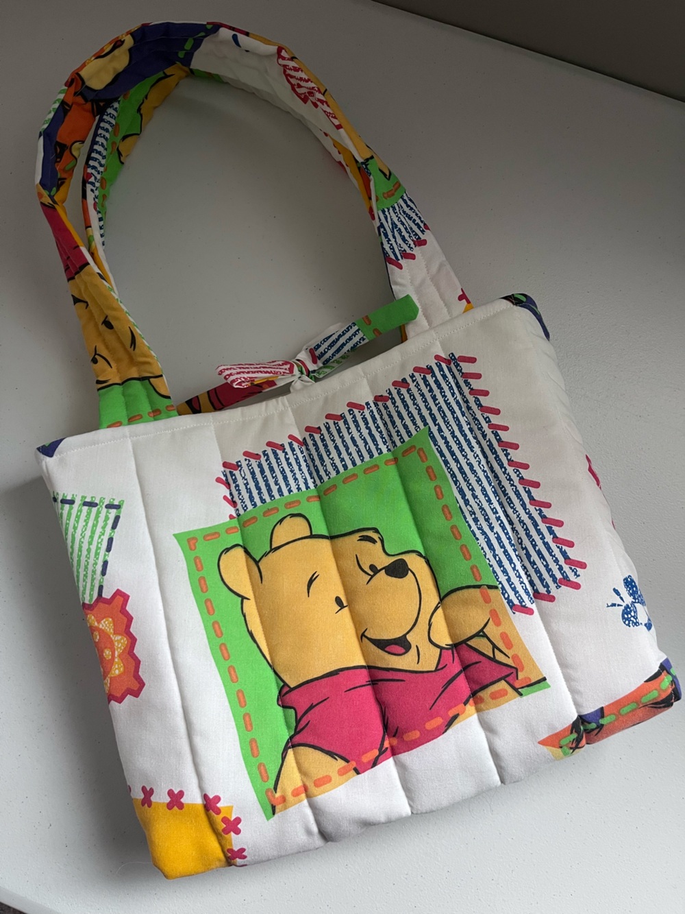 Handmade Upcycled Vintage Winnie the Pooh Quilted Tote Bag Cottagecore Bag